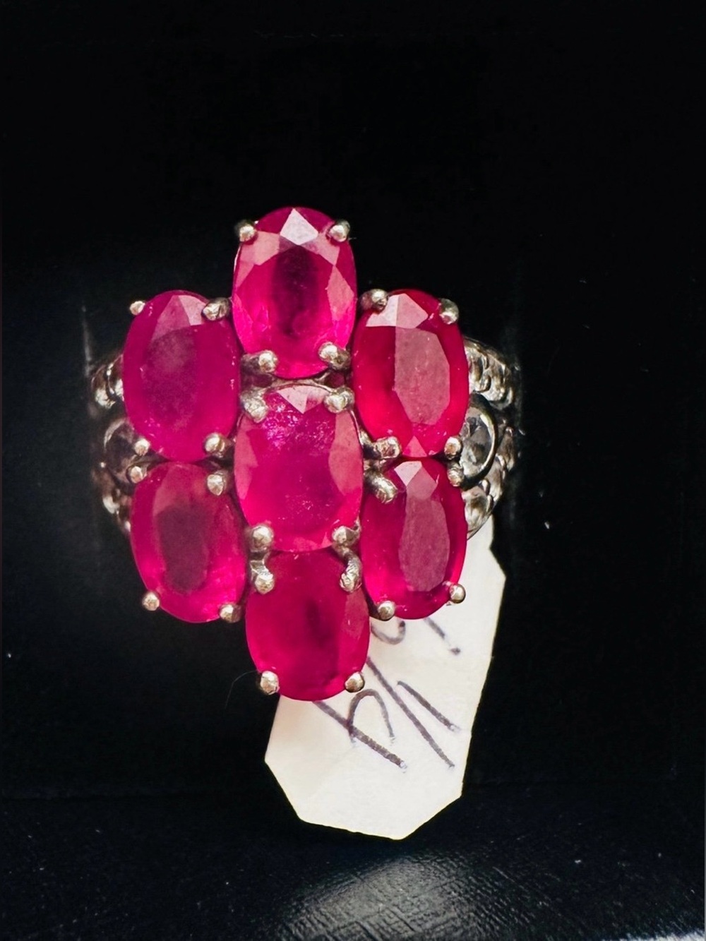 Ruby Cluster Ring*size 6 1/4*925 STS* - Picture 3 of 5